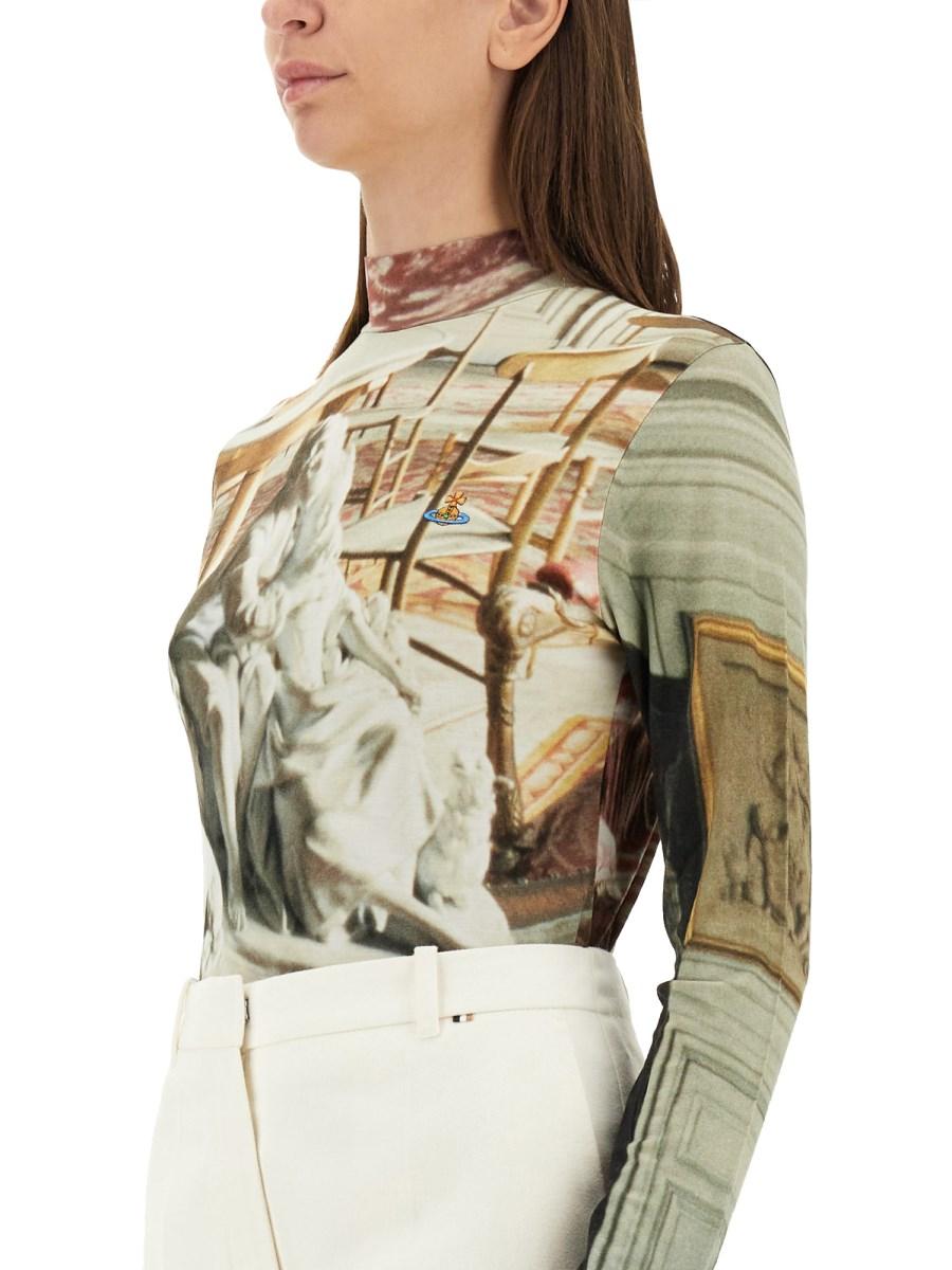 VIVIENNE WESTWOOD T-SHIRT IN VISCOSA CON STAMPA