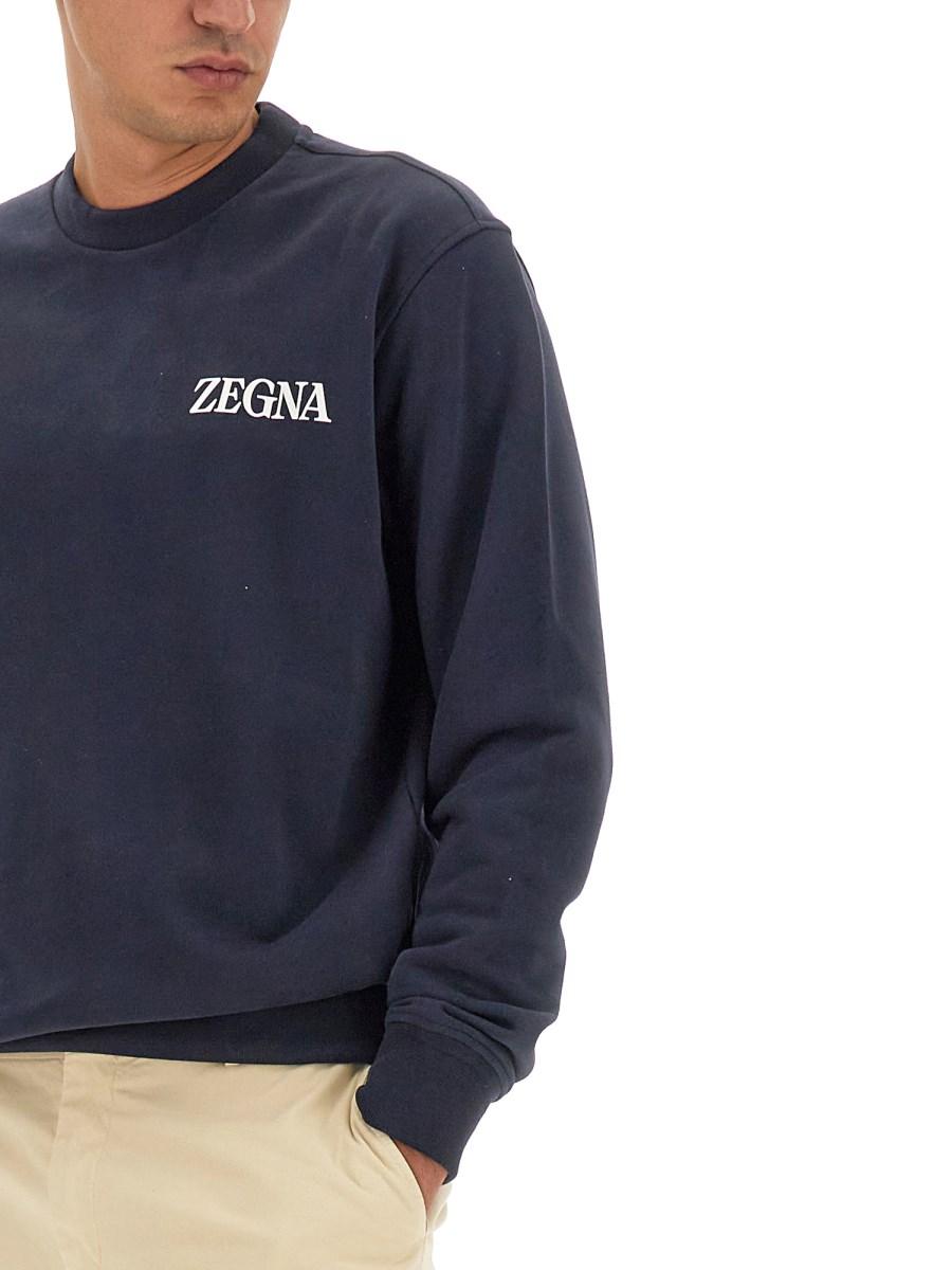 ZEGNA FELPA IN COTONE CON LOGO
