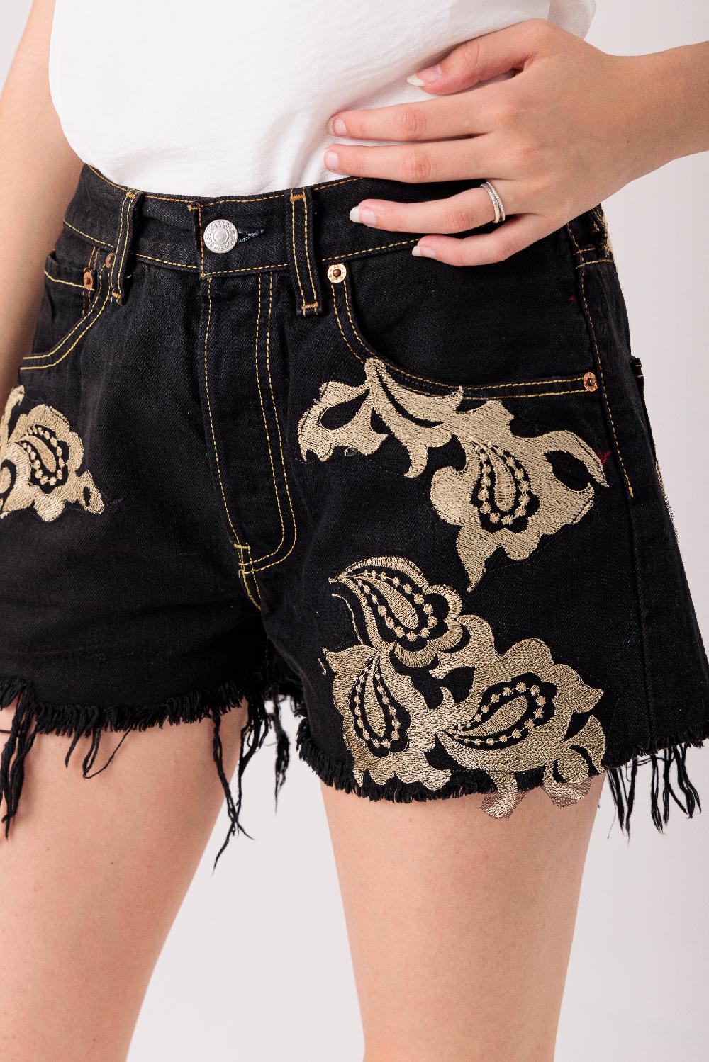 Rossano Perini SHORTS BLK EMBRODERY