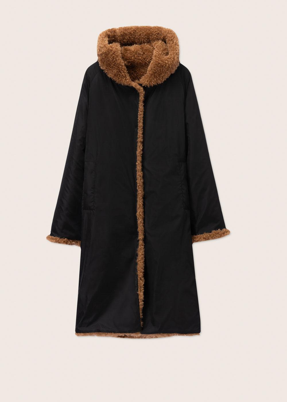 Rosso35 Cappotto Reversibile Con Pelliccia Ecologica E Cappuccio