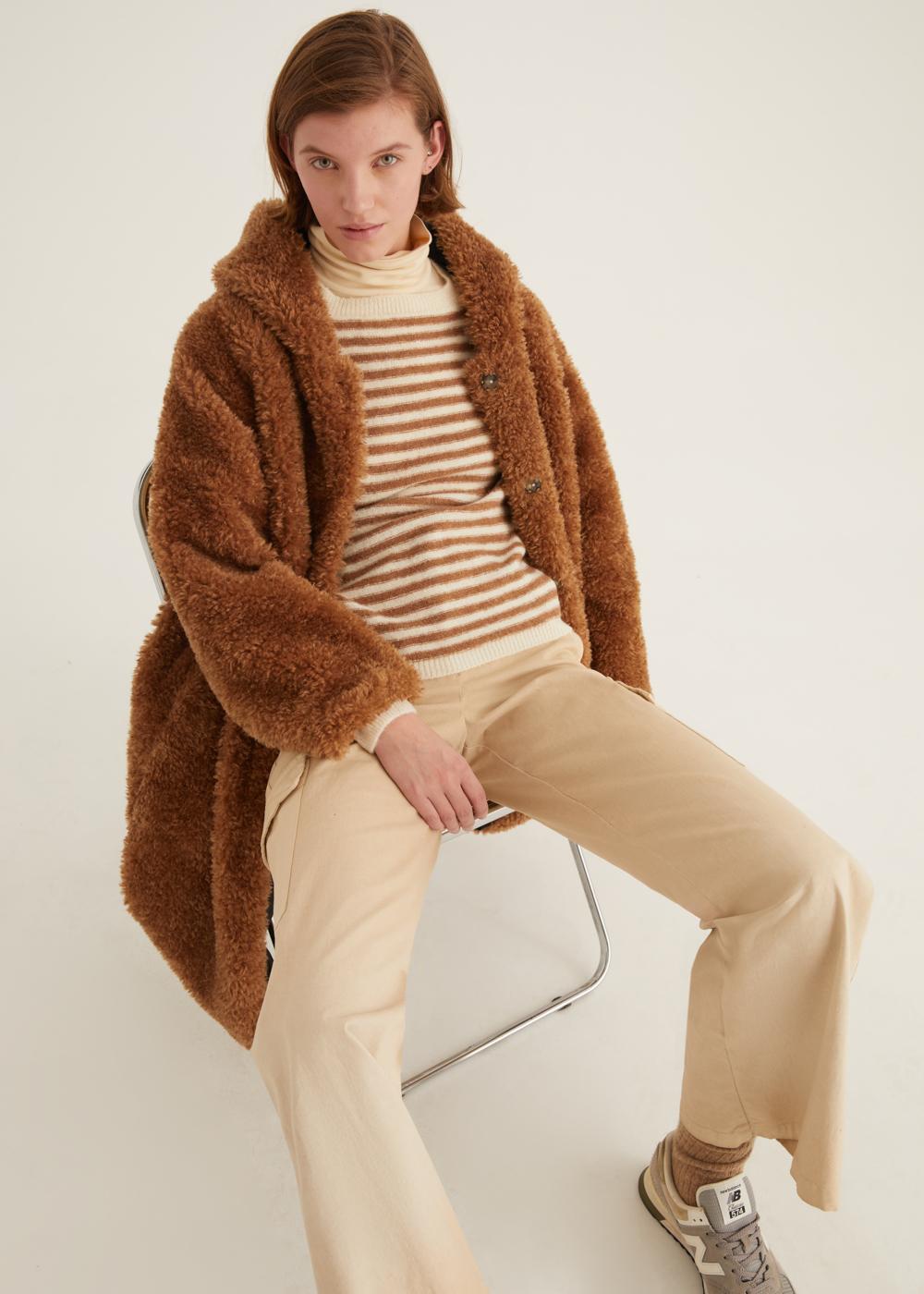 Rosso35 Cappotto Reversibile Con Pelliccia Ecologica E Cappuccio