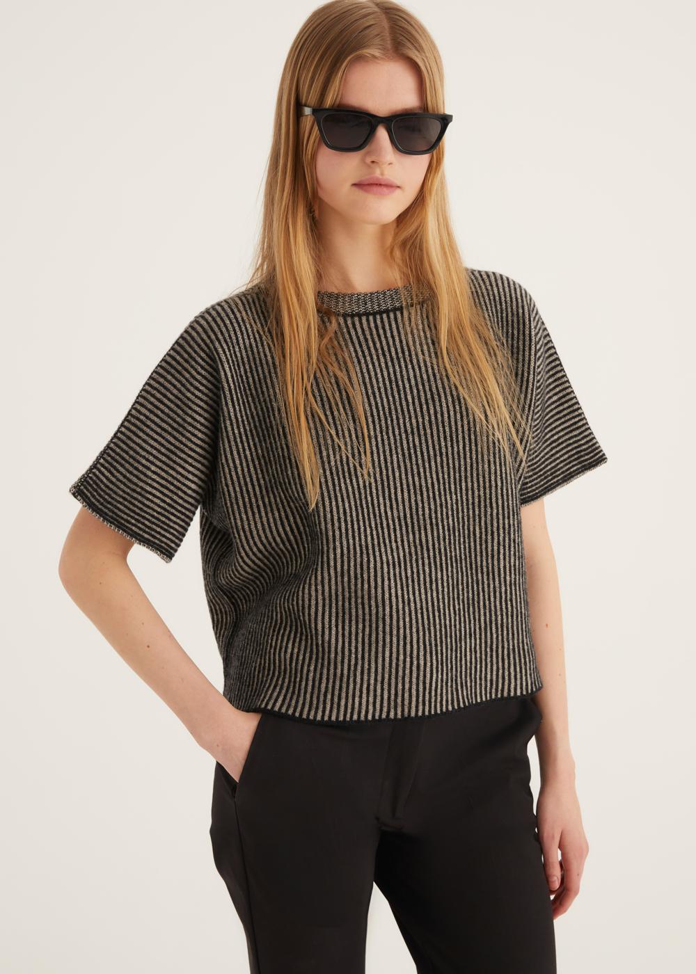 Rosso35 Maglia Integrale Girocollo Manica Corta A Righe