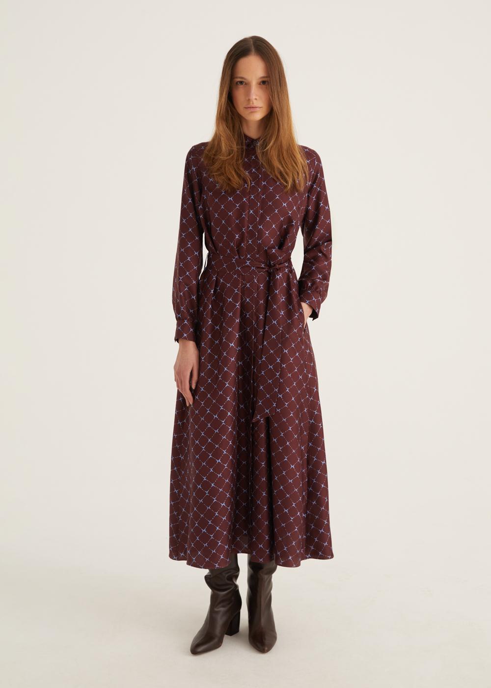 Rosso35 Abito camicia lungo con cintura