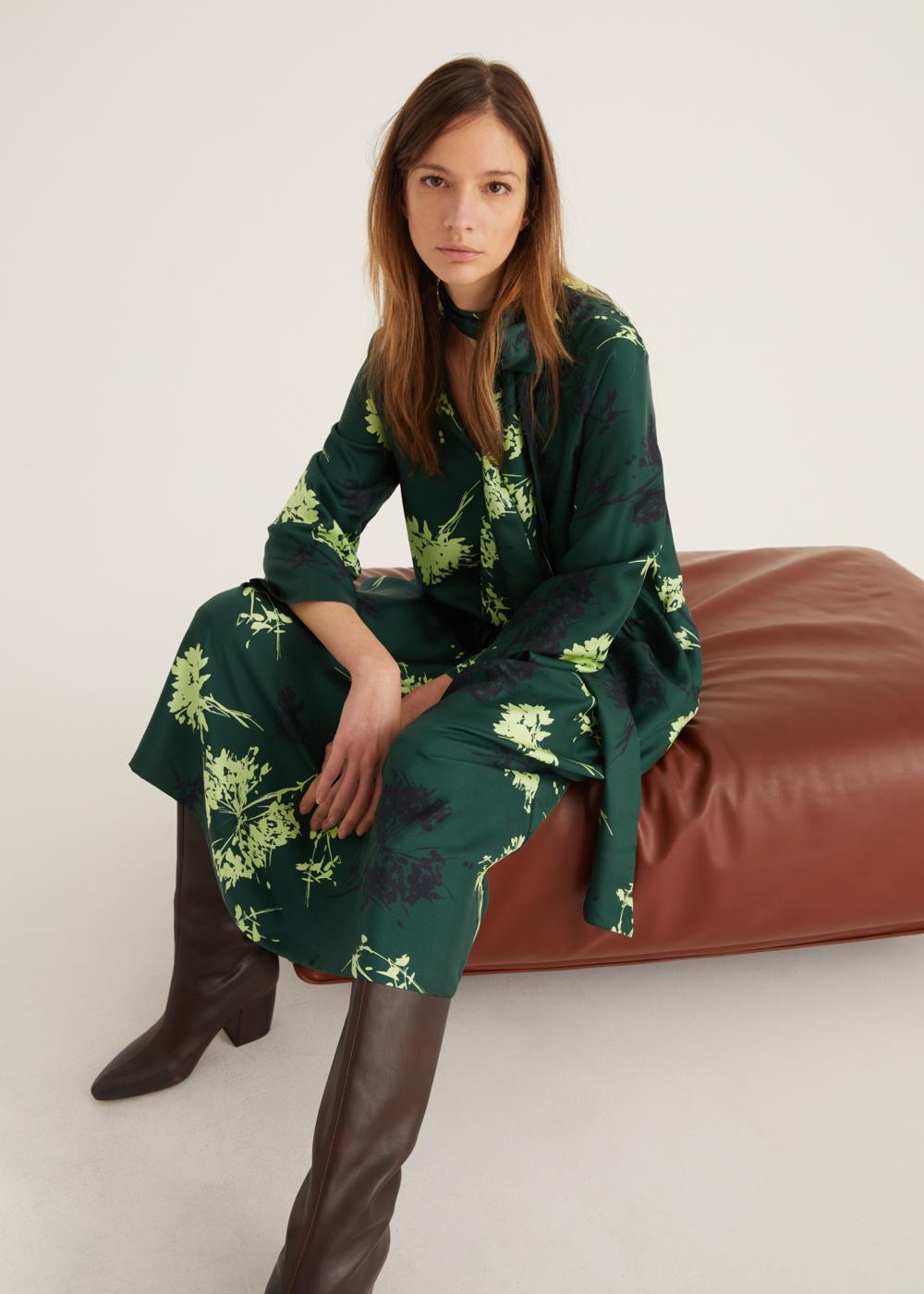 Rosso35 Abito Lungo Con Arriccciatura E Sciarpa