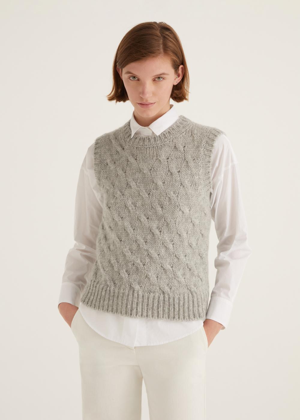 Rosso35 Gilet girocollo treccia