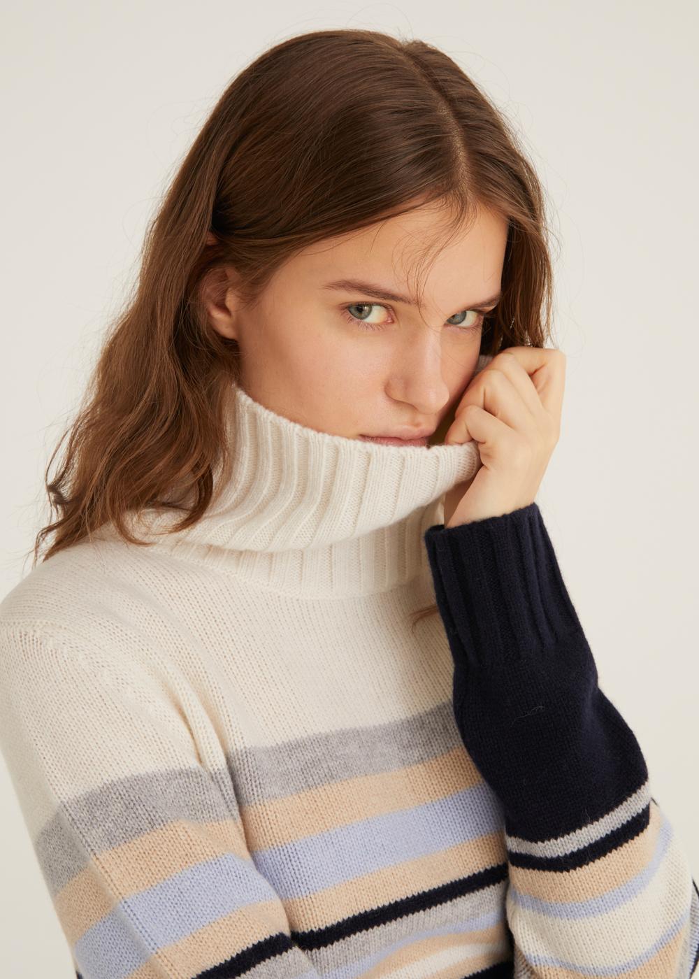 Rosso35 Maglia Collo Alto Con Righe Multicolor