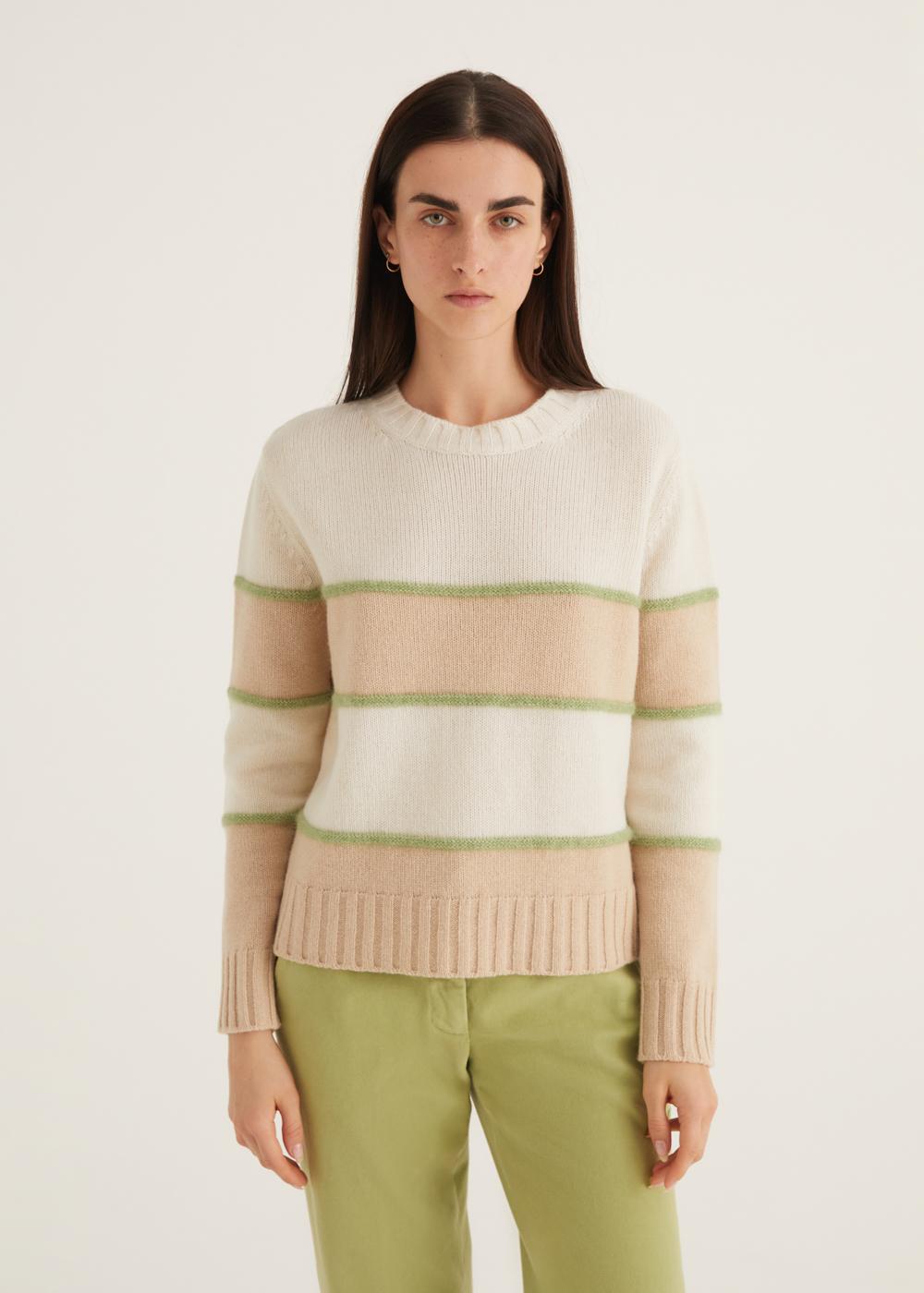 Rosso35 Maglia Girocollo Con Righe A Contrasto