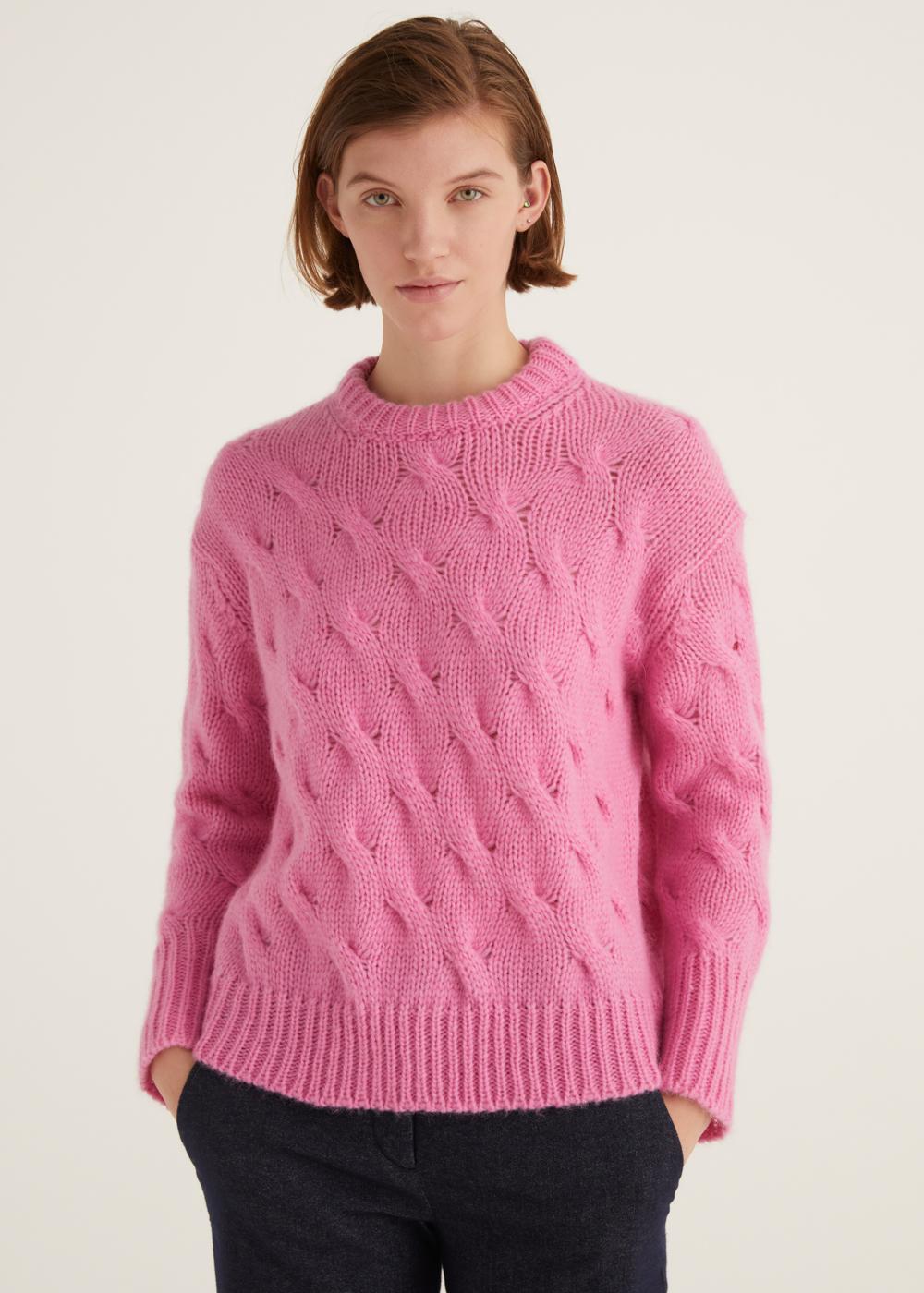 Rosso35 Maglia girocollo treccia