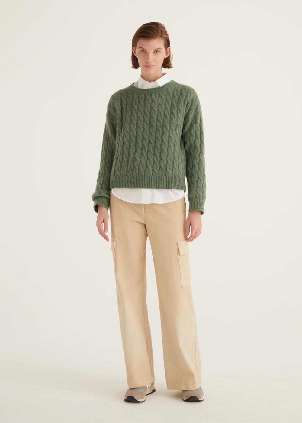 Rosso35 Maglia girocollo treccia