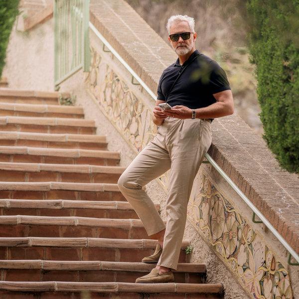 Rota Sport Summer Beige Cotton Supima Sport Trousers 1 Pleat