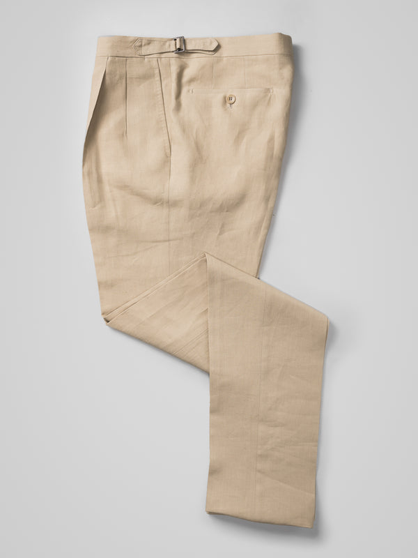 Rota Summer Beige Pair Of Regular Fit Linen Trousers