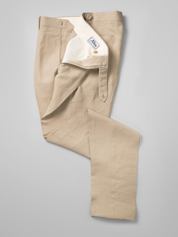 Rota Summer Beige Pair Of Regular Fit Linen Trousers