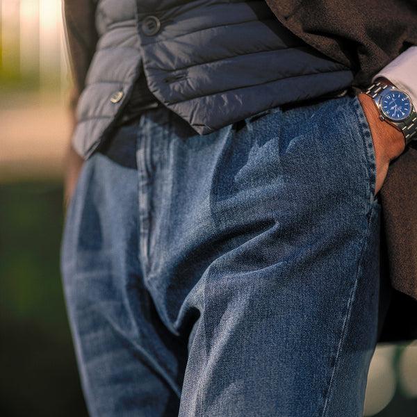 Rota Sport Winter Blue Denim Cotton Sport Trousers 2 Pleats