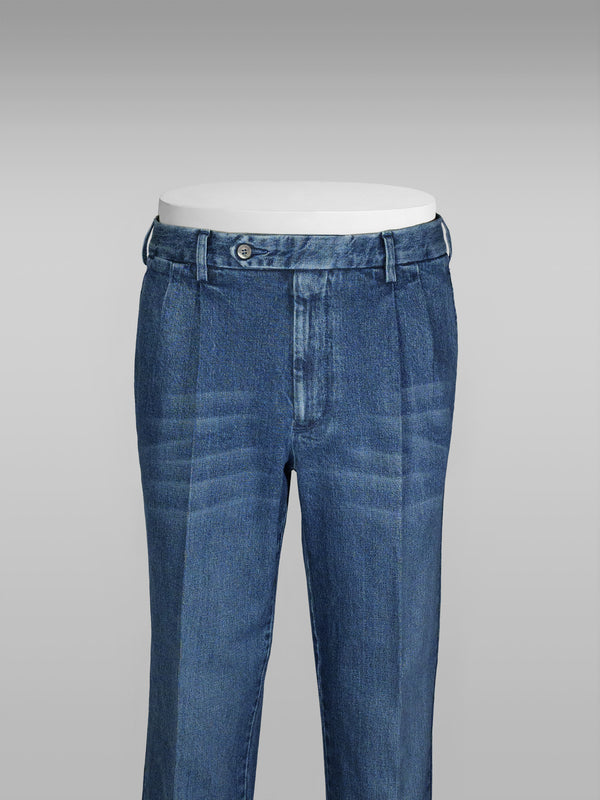 Rota Sport Winter Blue denim cotton sport trousers 2 Pleats