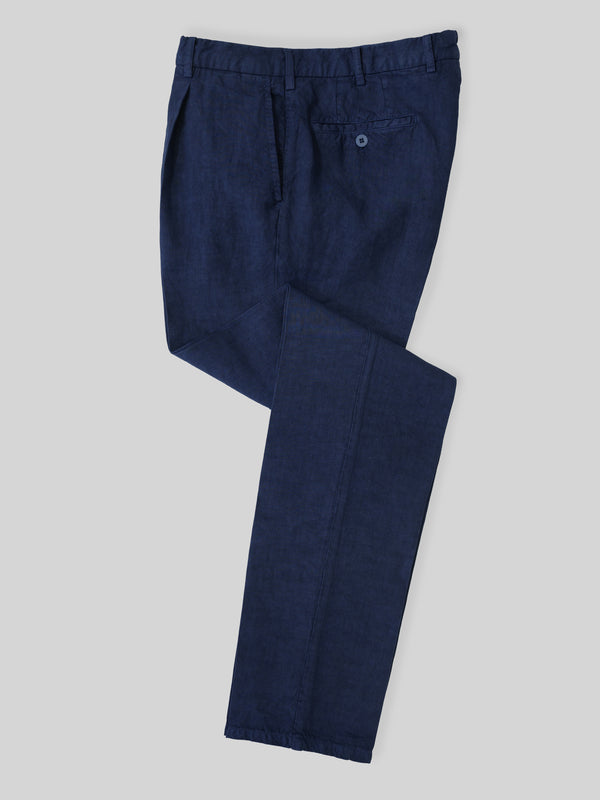 Rota Sport Summer Blue Linen Sport Trousers 1 Pleat