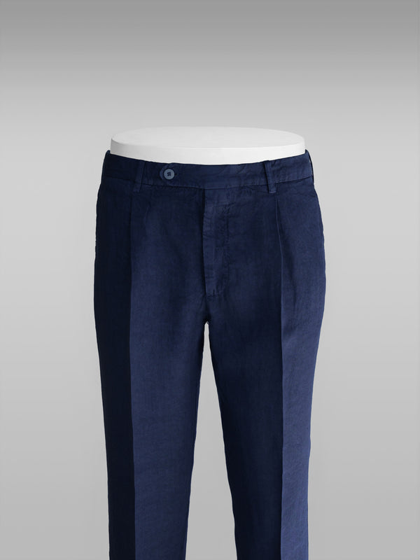Rota Sport Summer Blue linen sport trousers 1 pleat