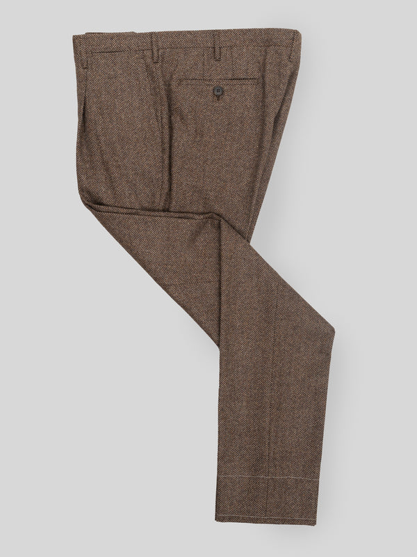 Rota Winter Brown Herringbone Wool Cashmere Trousers