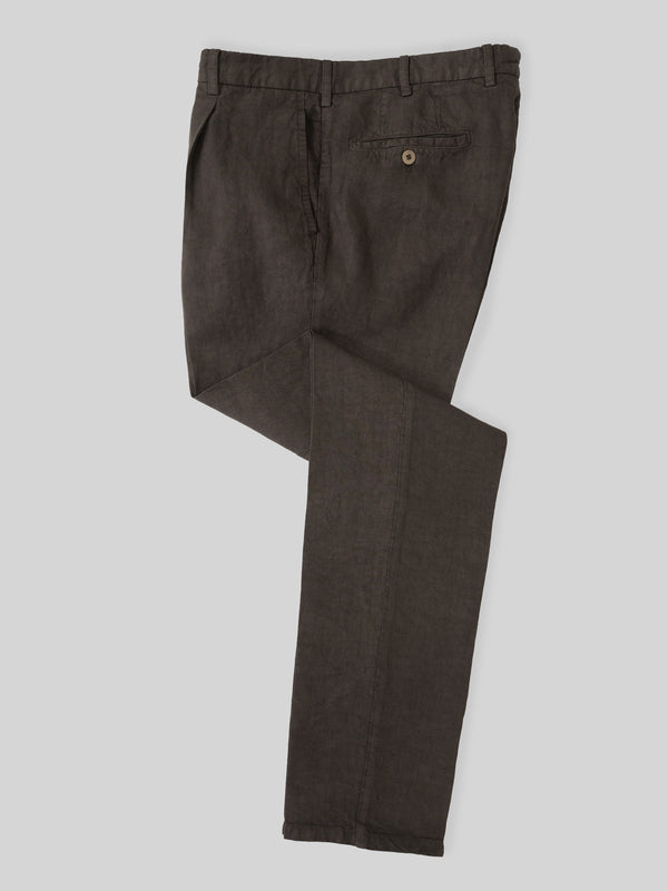 Rota Sport Summer Brown Linen Sport Trousers 1 Pleat