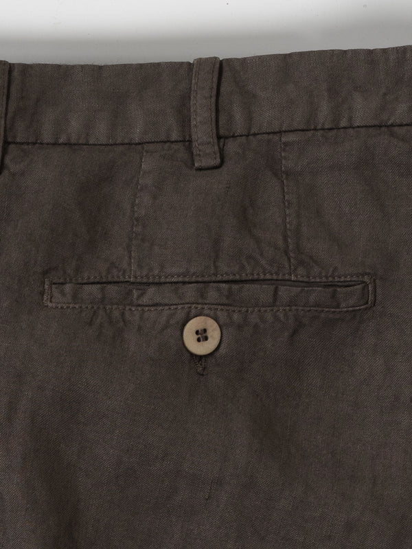 Rota Sport Summer Brown Linen Sport Trousers 1 Pleat