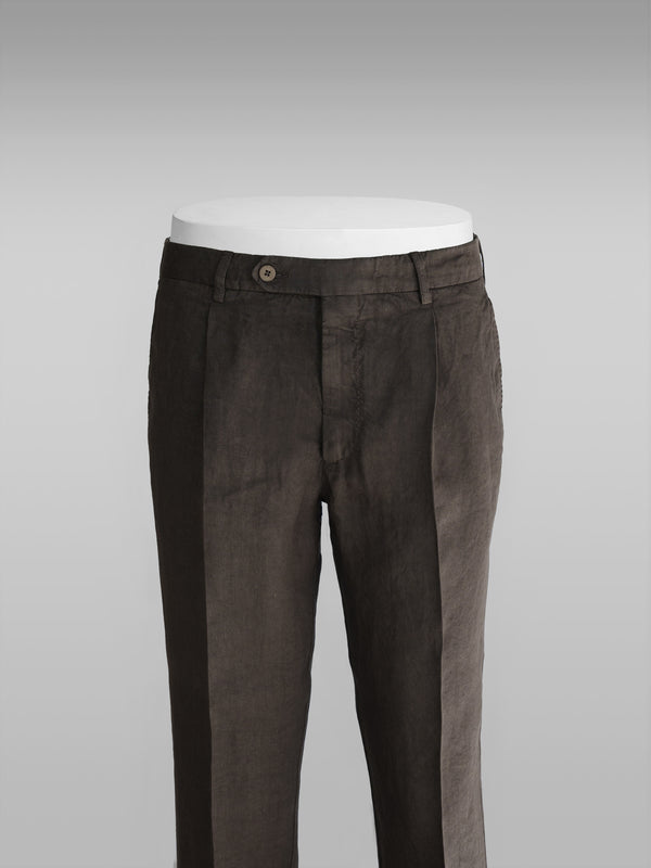 Rota Sport Summer Brown linen sport trousers 1 pleat