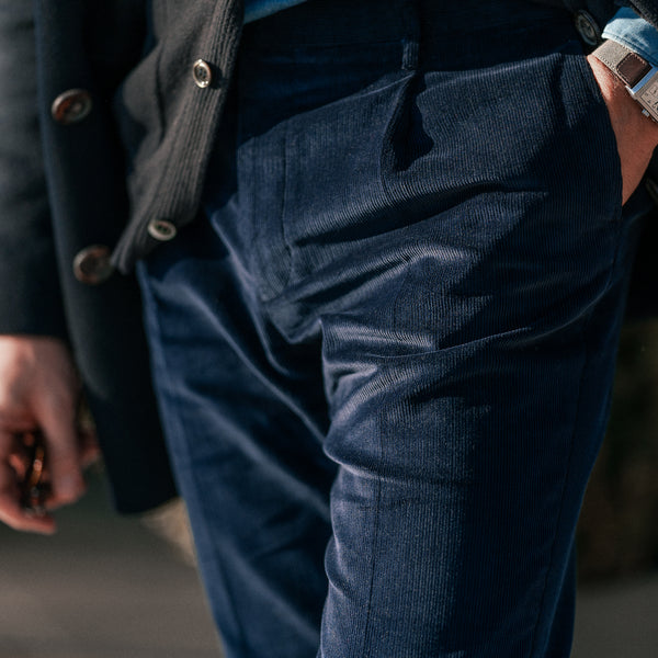 Rota Winter Dark Blue Corduroy Medium Wale Trousers