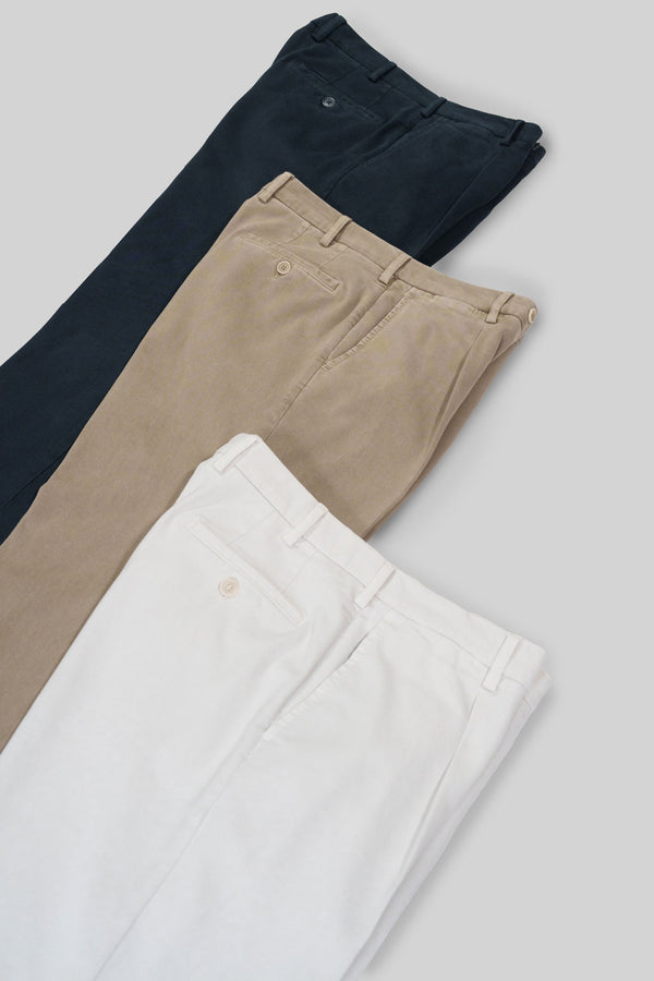 Rota Sport Winter Dark Blue Cotton Elastan Sport Trousers 1 Pleat