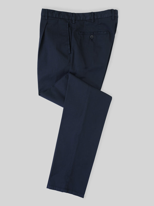 Rota Sport Summer Dark Blue Cotton Supima Sport Trousers 1 Pleat