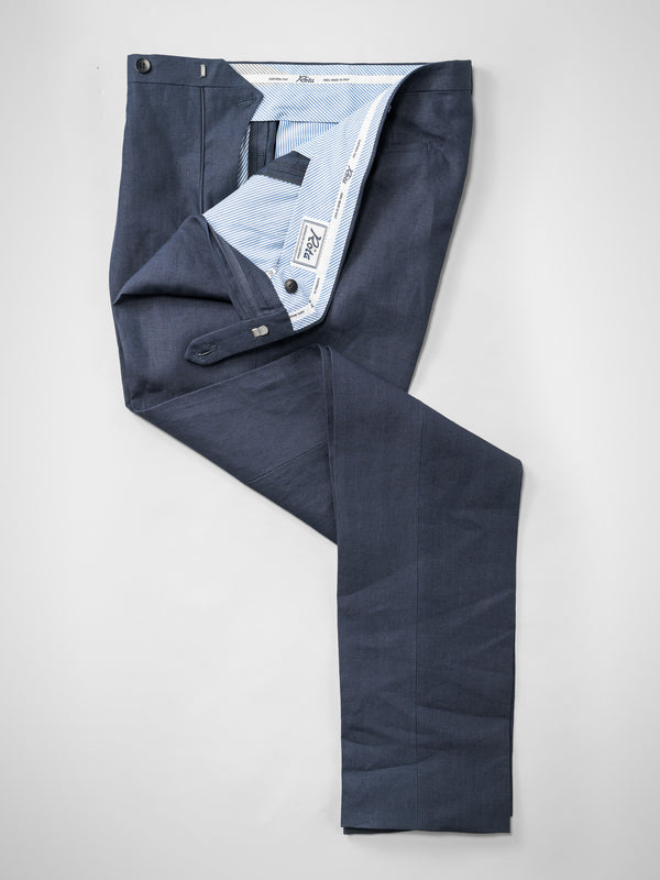 Rota Summer Dark Blue Pair Of Regular Fit Linen Trousers