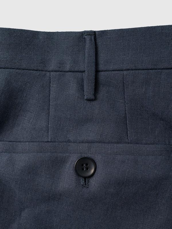 Rota Summer Dark Blue Pair Of Regular Fit Linen Trousers