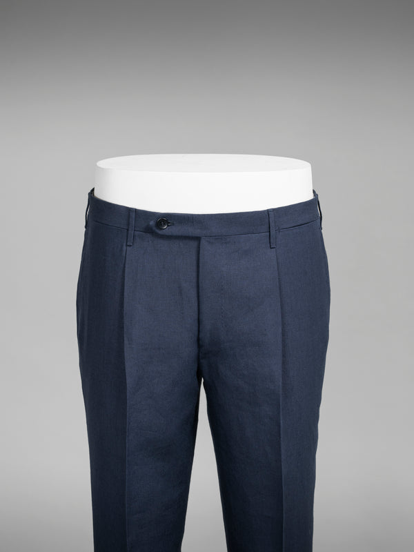 Rota Summer Dark blue pair of regular fit linen trousers