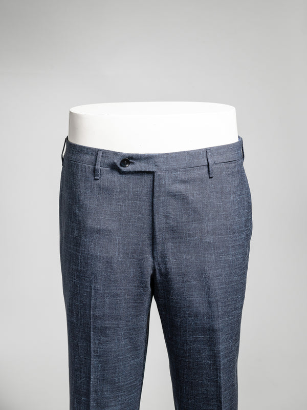 Rota Summer Dark blue pair of regular fit Loro Piana wool silk linen trousers