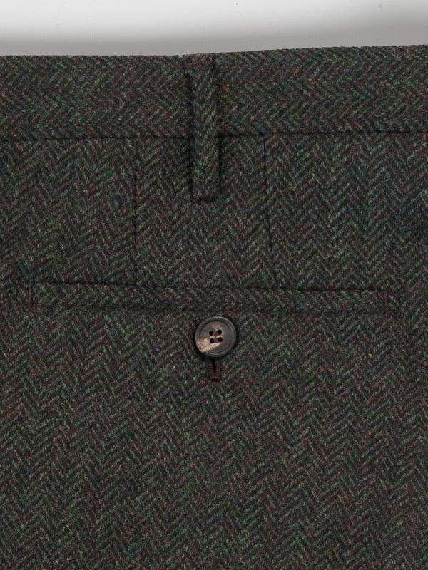Rota Winter Green Melange Herringbone Wool Cashmere Trousers