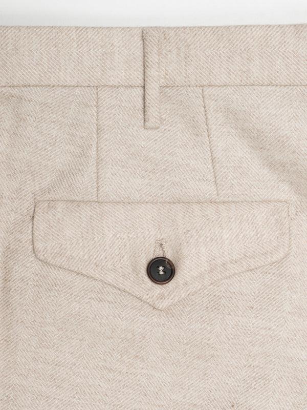 Rota Winter Light Beige Herringbone Flannel Trousers