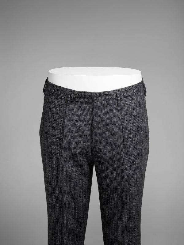 Rota Winter Light blue herringbone wool cashmere trousers