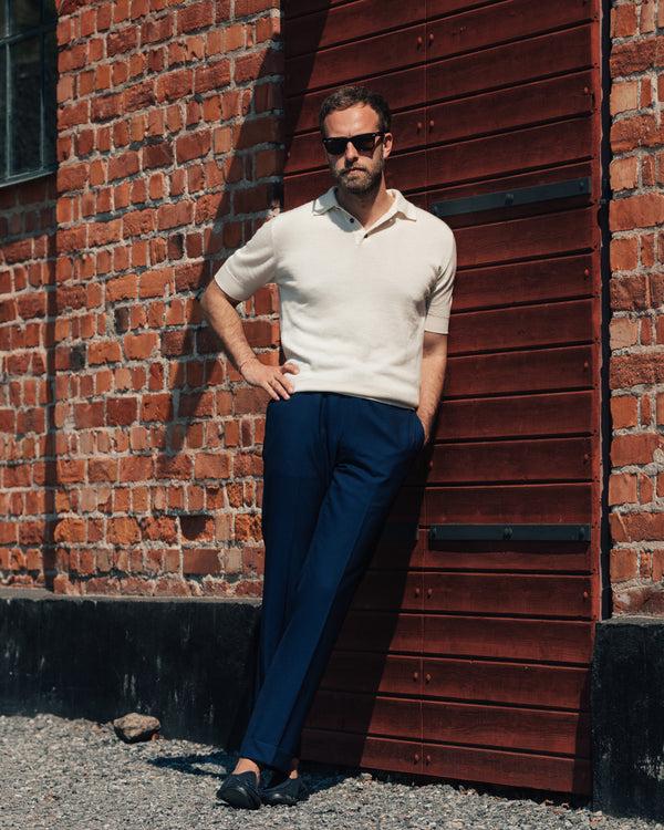 Rota Summer Medium Blue Pair Of Regular Fit Wool Trousers