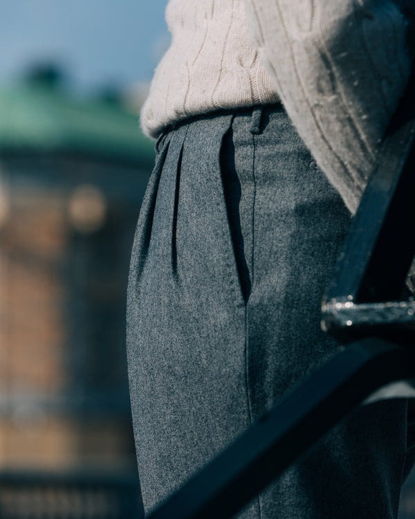 Rota Winter Medium Grey Pair Of Regular Fit Flannel Wool Trousers