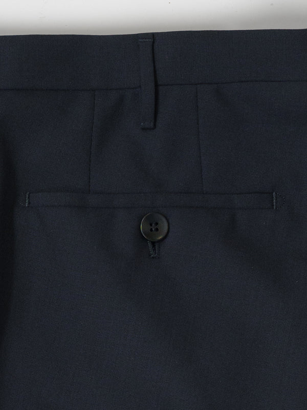 Rota Summer Navy Blue Elastic Wool Slim Fit Trousers