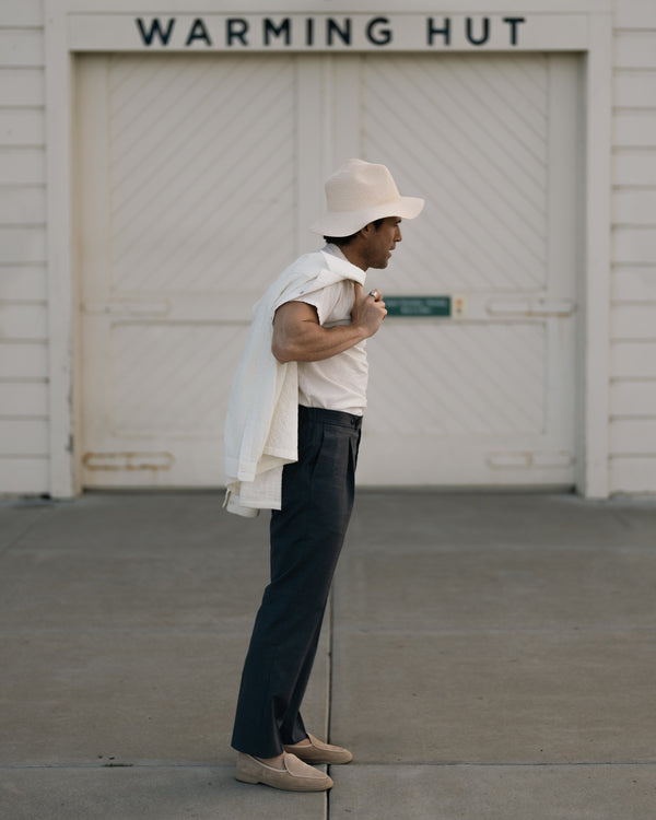 Rota Summer Elastic Belt Wool Trousers 1 Pleat