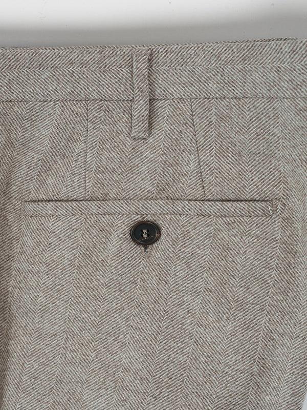 Rota Winter Beige Herringbone Flannel Trousers