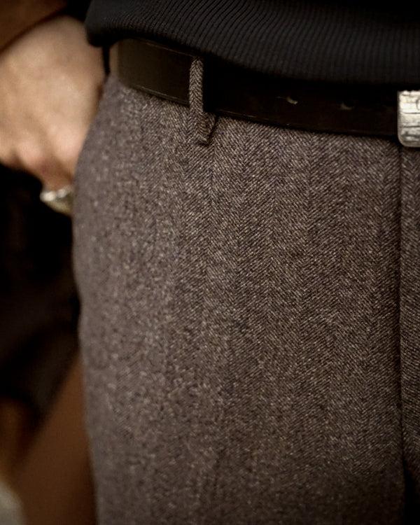 Rota Winter Brown Herringbone Flannel Trousers