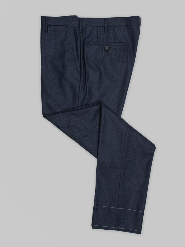 Rota Winter Dark Blue Herringbone Flannel Trousers