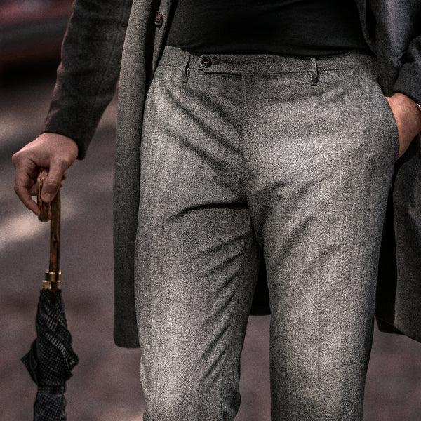 Rota Winter Grey Herringbone Flannel Trousers