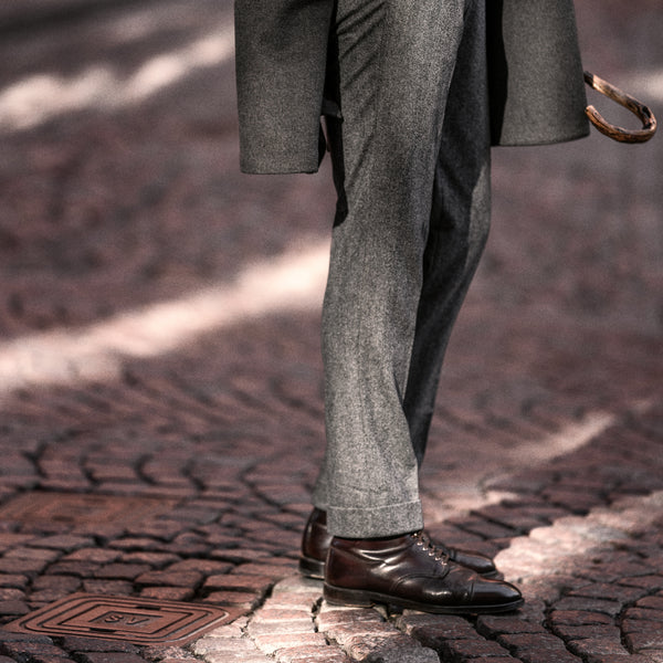 Rota Winter Grey Herringbone Flannel Trousers