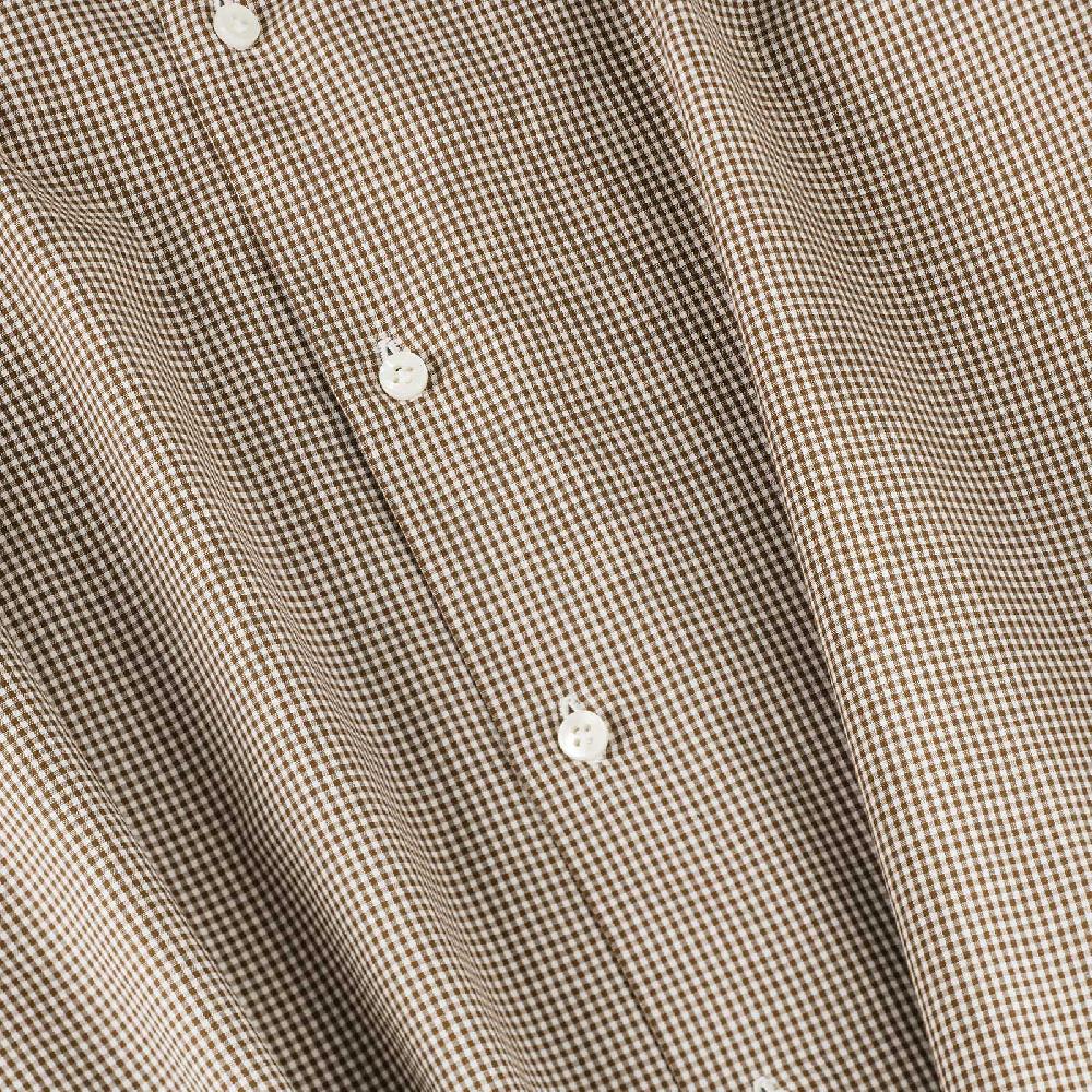 Rubinacci Camicia Con Collo Bianco Quadretto Marrone