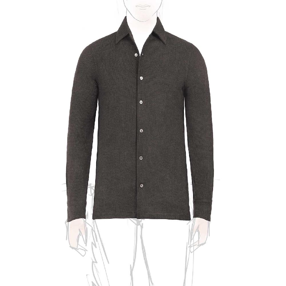 Rubinacci Camicia in cashmere a quadretti marrone e nero