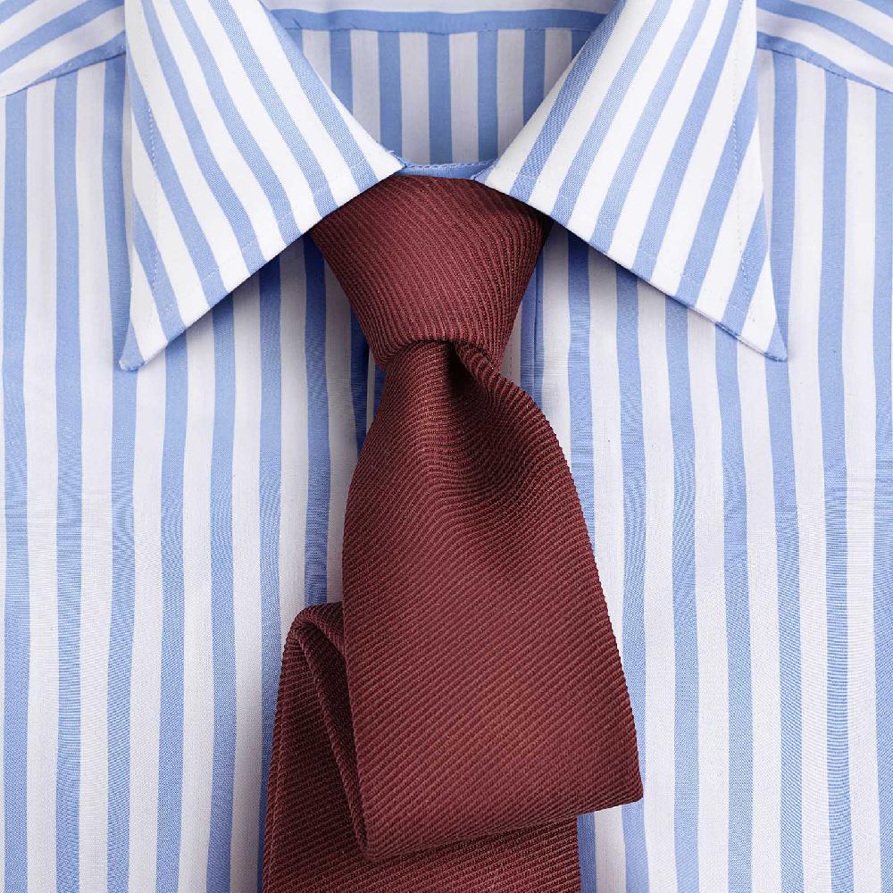 Rubinacci Camicia In Cotone Rigato Bianco E Celeste