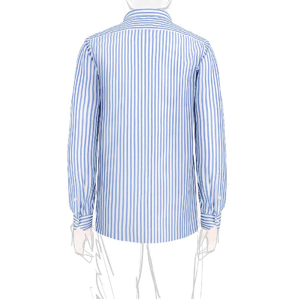 Rubinacci Camicia In Cotone Rigato Bianco E Celeste