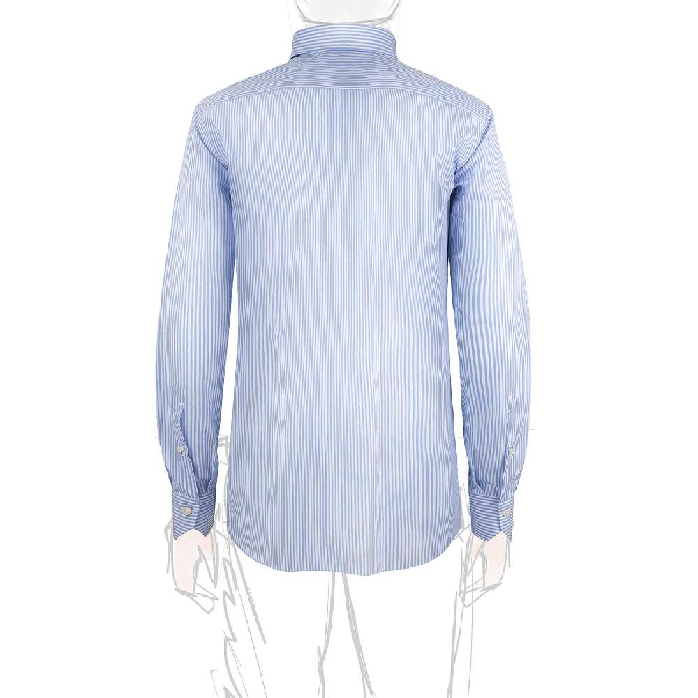 Rubinacci Camicia In Cotone Rigato Bianco E Celeste