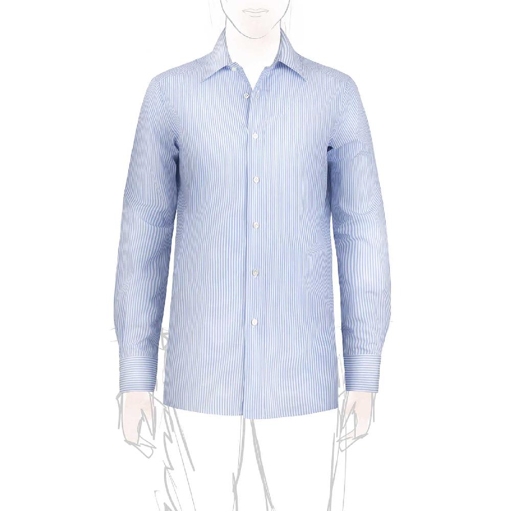 Rubinacci Camicia in cotone rigato bianco e celeste