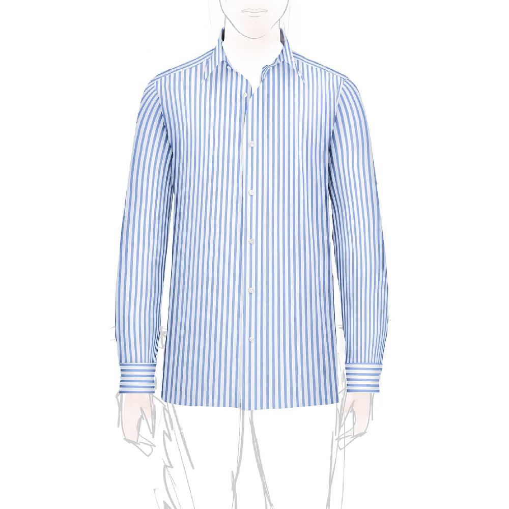 Rubinacci Camicia in cotone rigato bianco e celeste